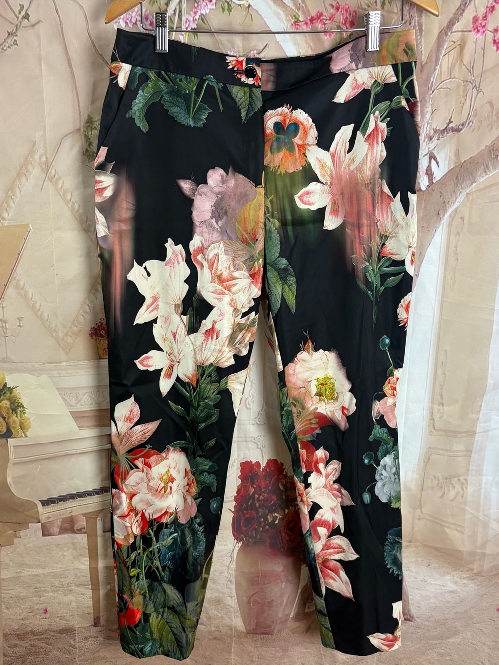 Ted Baker London Aasha Opulent Bloom floral satin trousers - Picture 2 of 9